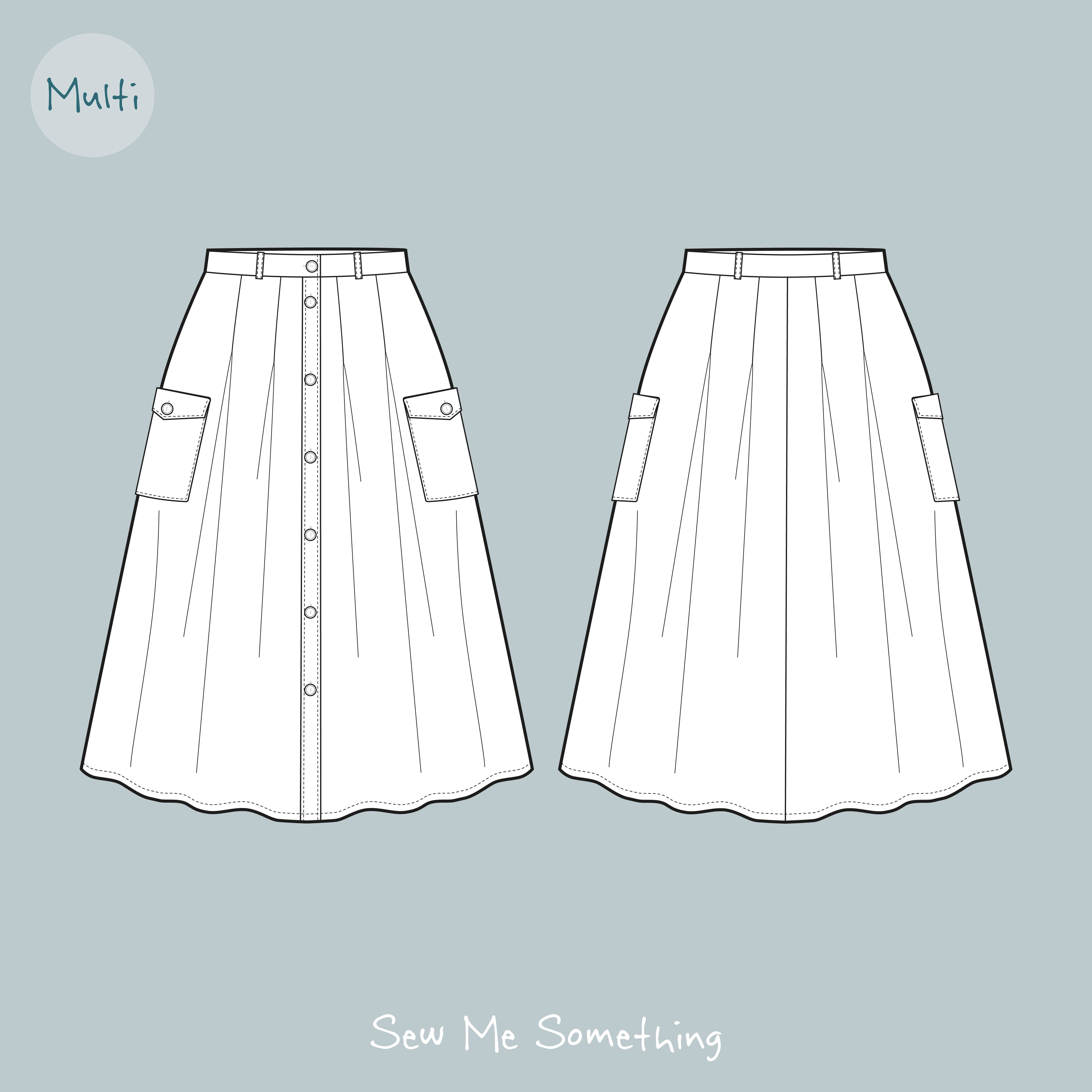 Desdemona Skirt Sewing Pattern - Front and back aspect