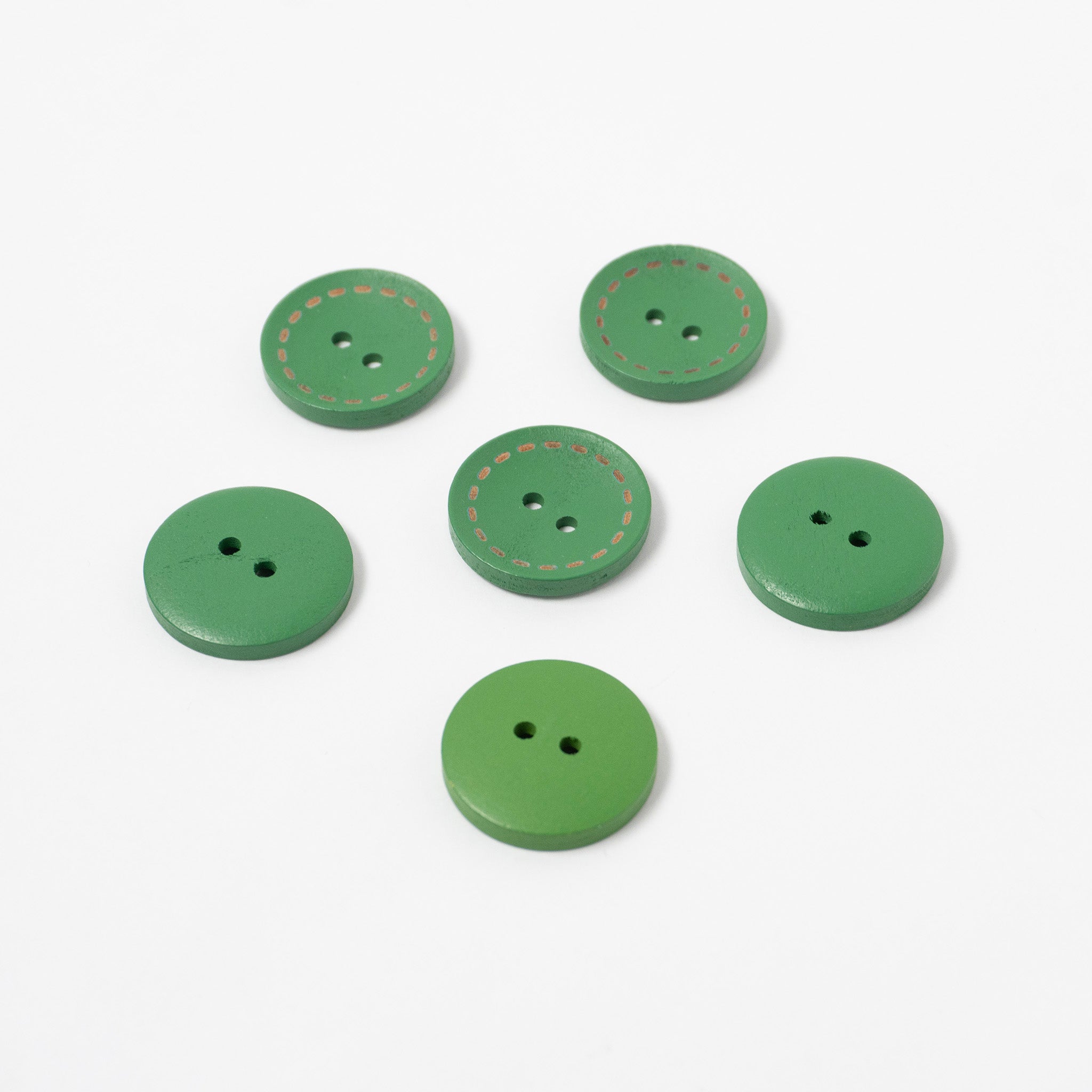 Green Wooden Buttons | 2-Hole | 23mm