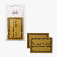 'I MADE THESE' Pack of 2 Mustard Leather Jeans Labels