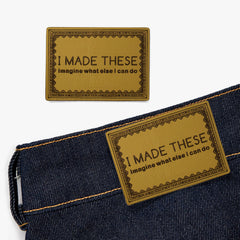 'I MADE THESE' Pack of 2 Mustard Leather Jeans Labels