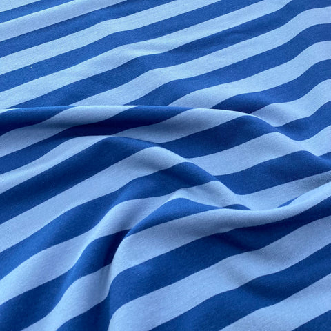 Blue Stripe French Terry Fabric