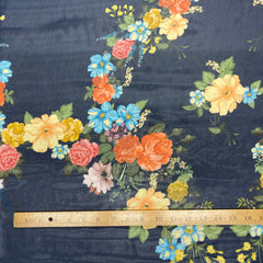 Fabric Godmother Daphne Floral Viscose Georgette Navy Fabric