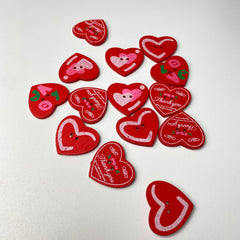 Assorted Red Heart Wood Buttons | 2-Hole | 30mm