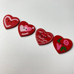 Assorted Red Heart Wood Buttons | 2-Hole | 30mm
