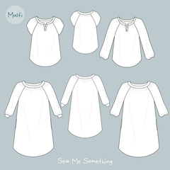 Imogen dress and top sewing pattern CAD