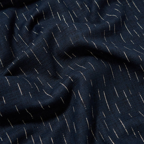 Sevenberry Indigo Spaced Lines Cotton Fabric