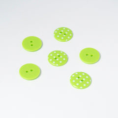 Lime Green and White Polka Dot Buttons | 2-Hole | 18mm