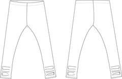 Girls Leggings sewing pattern front and back diagram