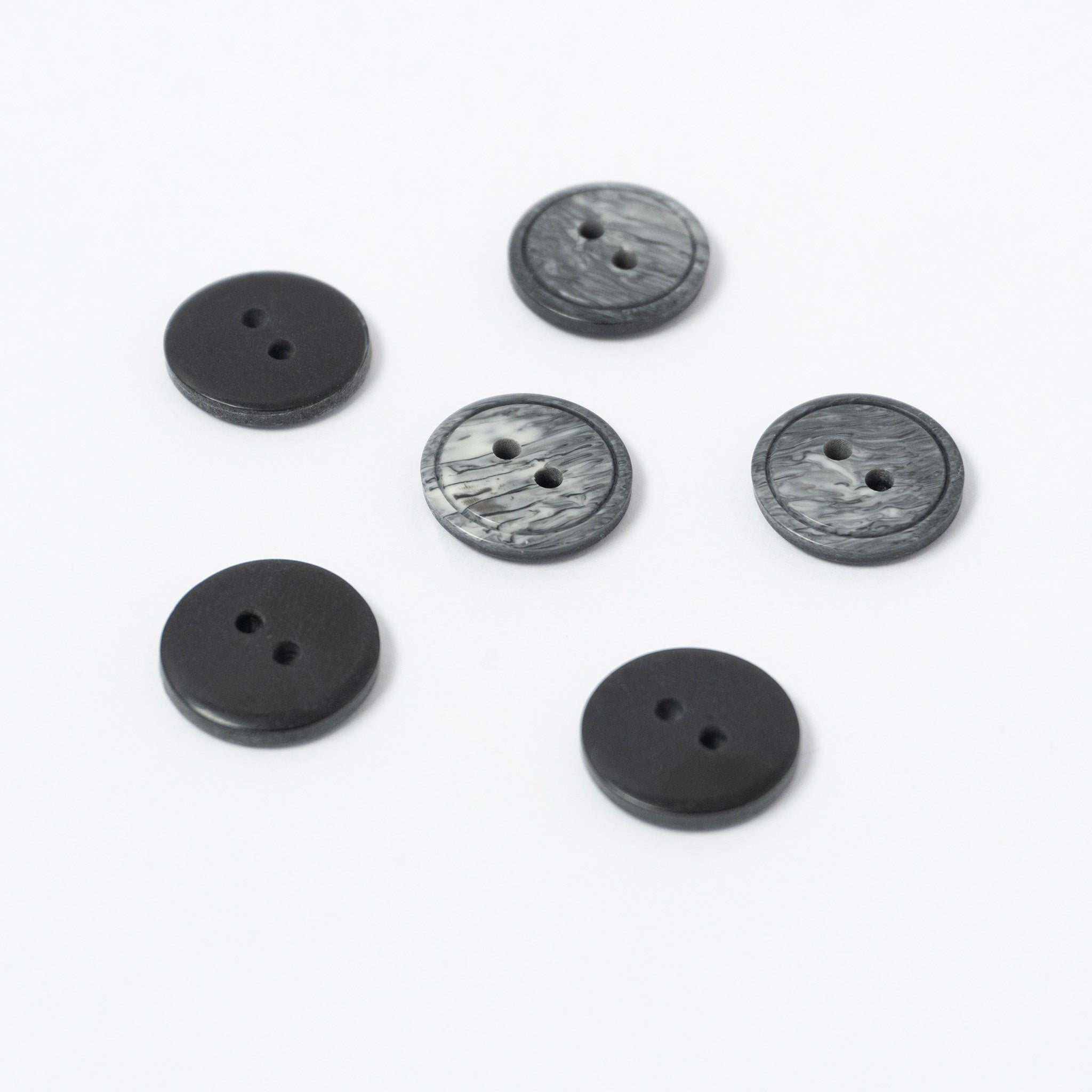 Mottled Grey Buttons | 2-Hole | 16mm