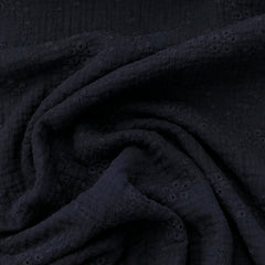 Navy Embroidered Double Gauze Fabric