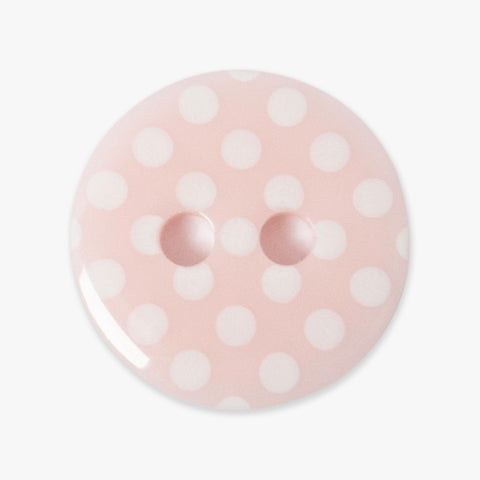 Pale Pink and White Polka Dot Buttons | 2-Hole | 12mm/15mm