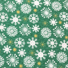 Makower Merry Snowflakes Green 100% Cotton Fabric