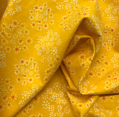Yellow Lacey Star Cosmos Cotton Jersey Fabric