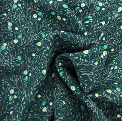 Winterberry Pine Teal Rayon Fabric