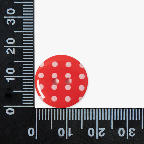 Red and White Polka Dot Buttons | 2-Hole | 18mm