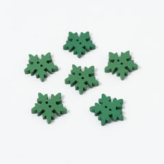 Green Snowflake Buttons | 2-Hole | 25mm