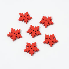 Red Snowflake Buttons | 2-Hole | 25mm