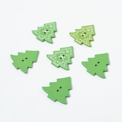 Green Christmas Tree Buttons | 2-Hole | H'30mm x W'30mm