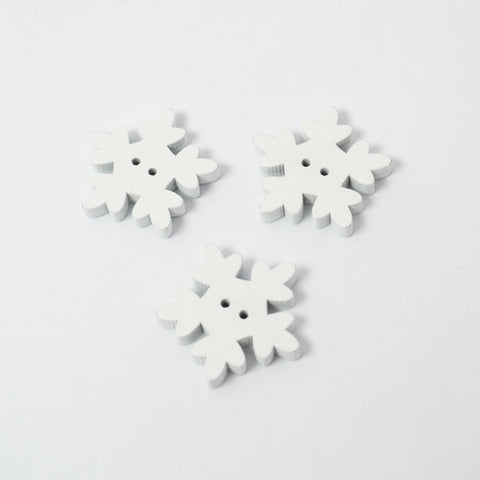 White Snowflake Buttons | 2-Hole | 25mm