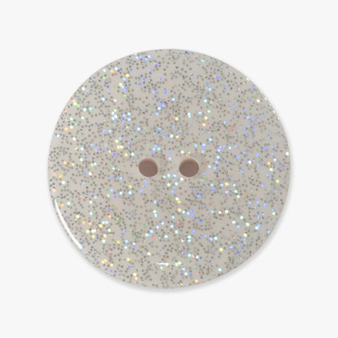 White Glitter Buttons | 2-Hole | 23mm