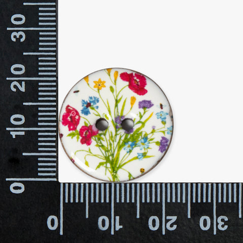 Wildflowers Glazed Coconut Shell Buttons | 2-Hole | 23mm