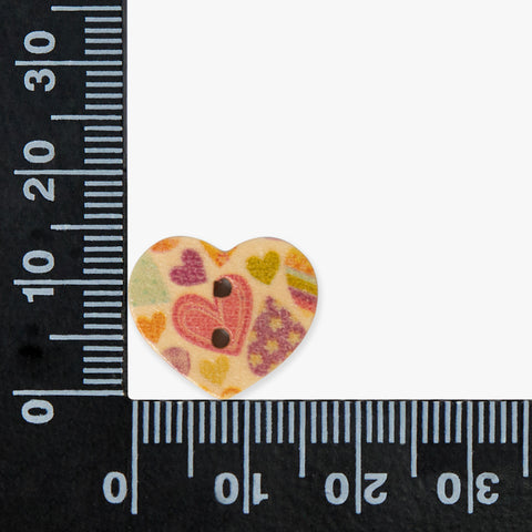 Wood Heart Buttons | 2-Hole | H'18mm x W'15mm