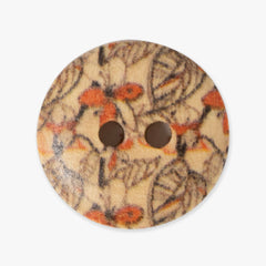 Wooden Orange Floral Buttons | 2-Hole | 14mm