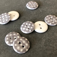 18mm diameter Polka Dot Buttons Grey and White
