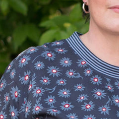 Collar detail on the Regan Top, classic sweatshirt sewing pattern
